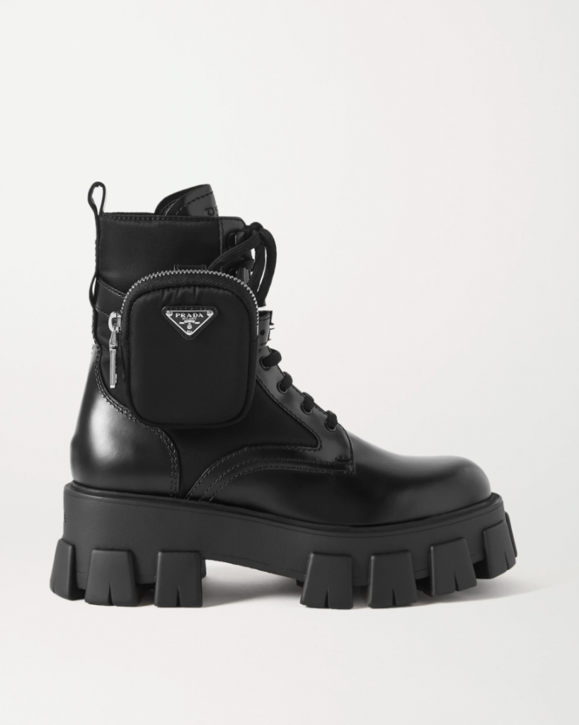 PRADA Monolith leather and nylon ankle boots